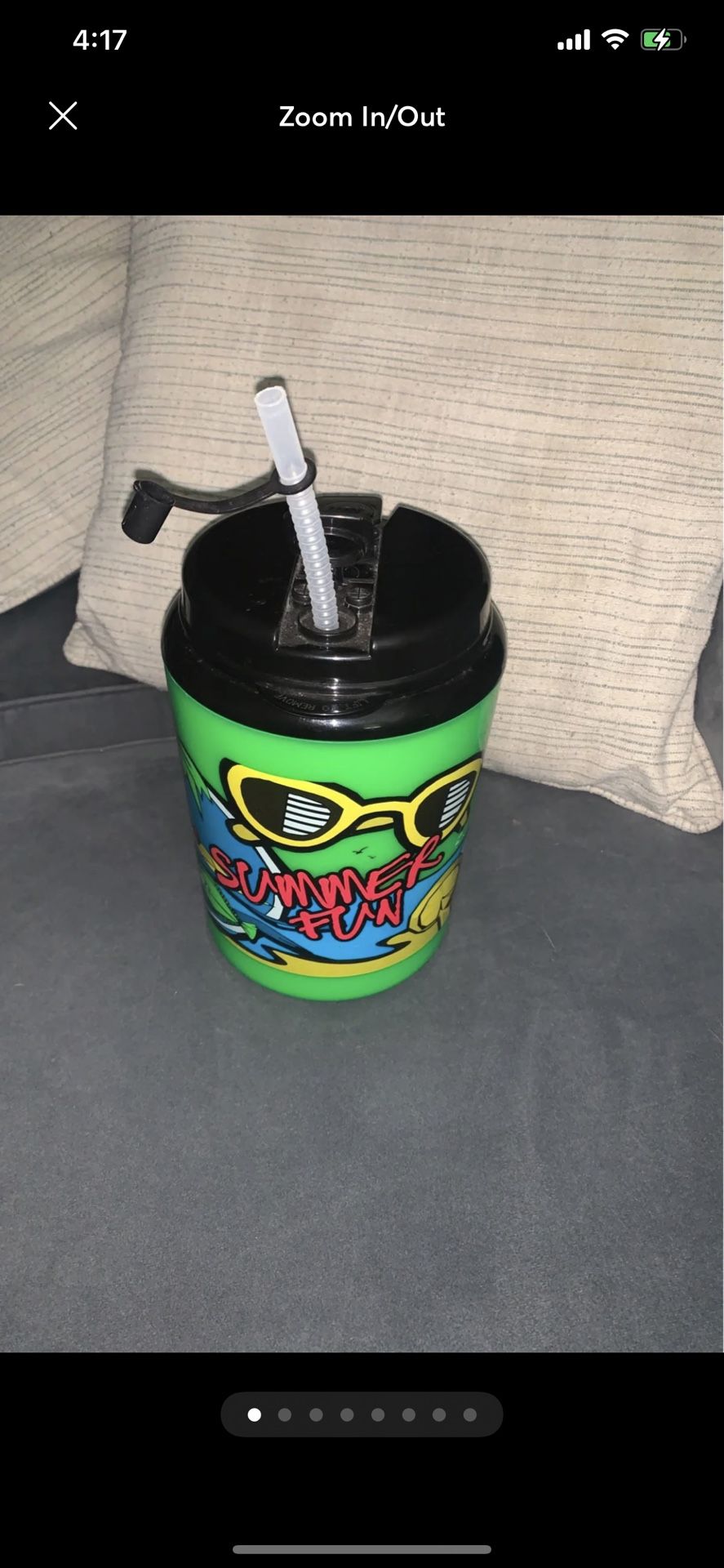 Betras USA Vintage 52 oz Giant Travel Mug Summer Fun Green with Straw