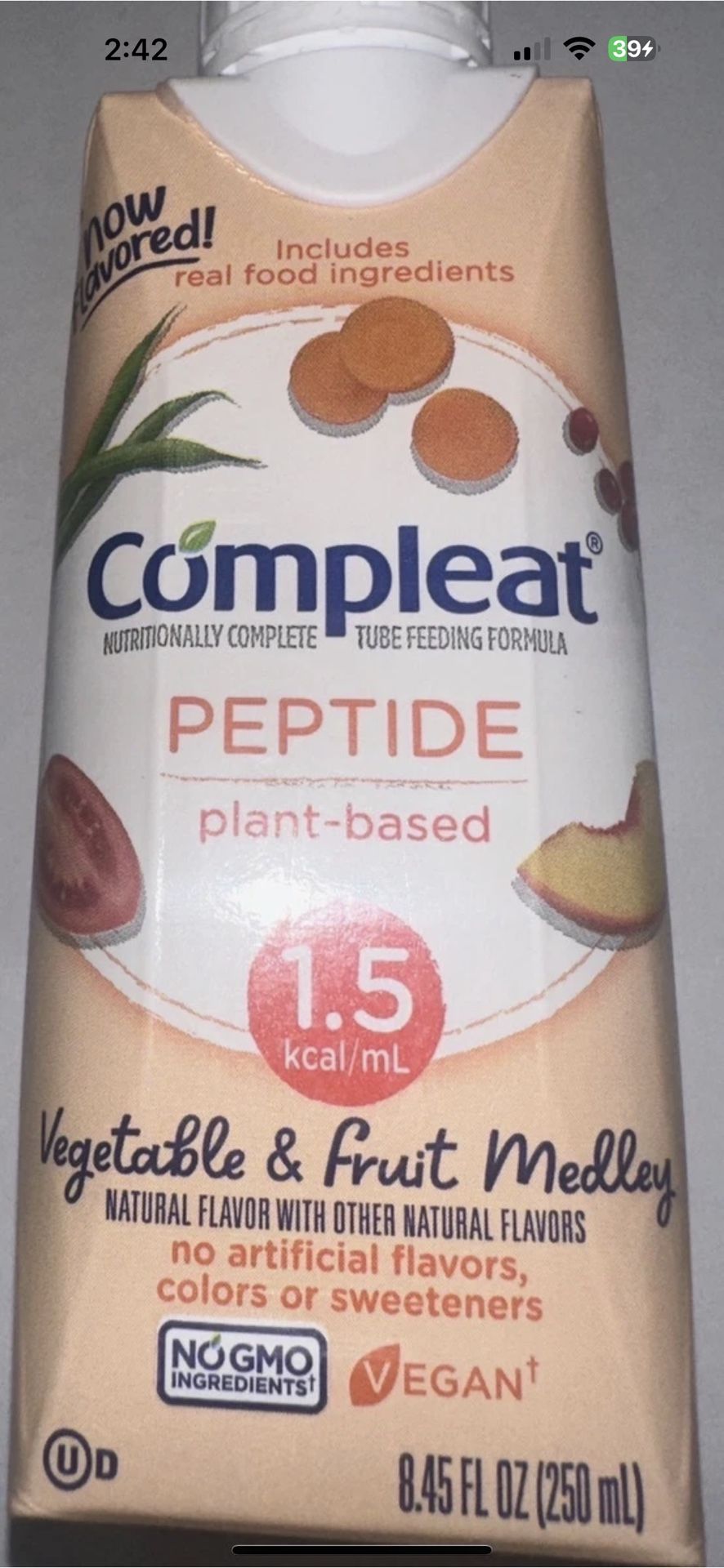 Compleat Peptide 1.5 Vegetable & Fruit Medley, Case of 24, Expires April, 2026