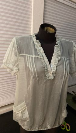 Women’s Sheer Pale Green Short sleeved Blouse