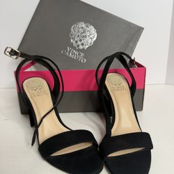 Vince Camuto black suede strappy high-heel sandals