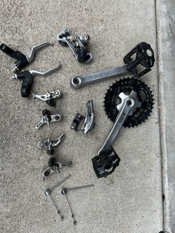 Vintage Shimano Acera X Rear Derailleur / Shimano Altus Crankset and Front Derailleur / Shimano Canti Brakes / Misc