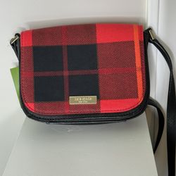 Kate Spade Newbury Lane Black Red Plaid Small Crossbody Bag Purse NEW WITH TAGS 