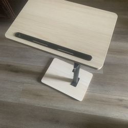 TV Tray Side Table for Sofa - 360° Swivel Adjustable Heigh