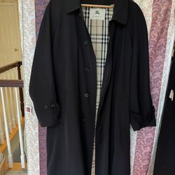 Mens Vintage Burberry Trench Black 42S