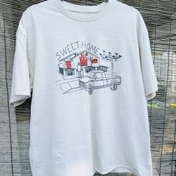 Pull & Bear  T-Shirt Sweet Home, Crop ~ Size L, Beige Color