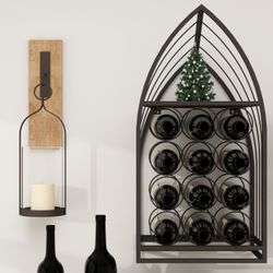 Sailboat Shaped Wine Cabinet Rack, 2 Piece Display Rack, Freestanding Wine Cabinet with Bottle Storage, Spirits and Wine Home Bar, Kitchen, Dining Roo