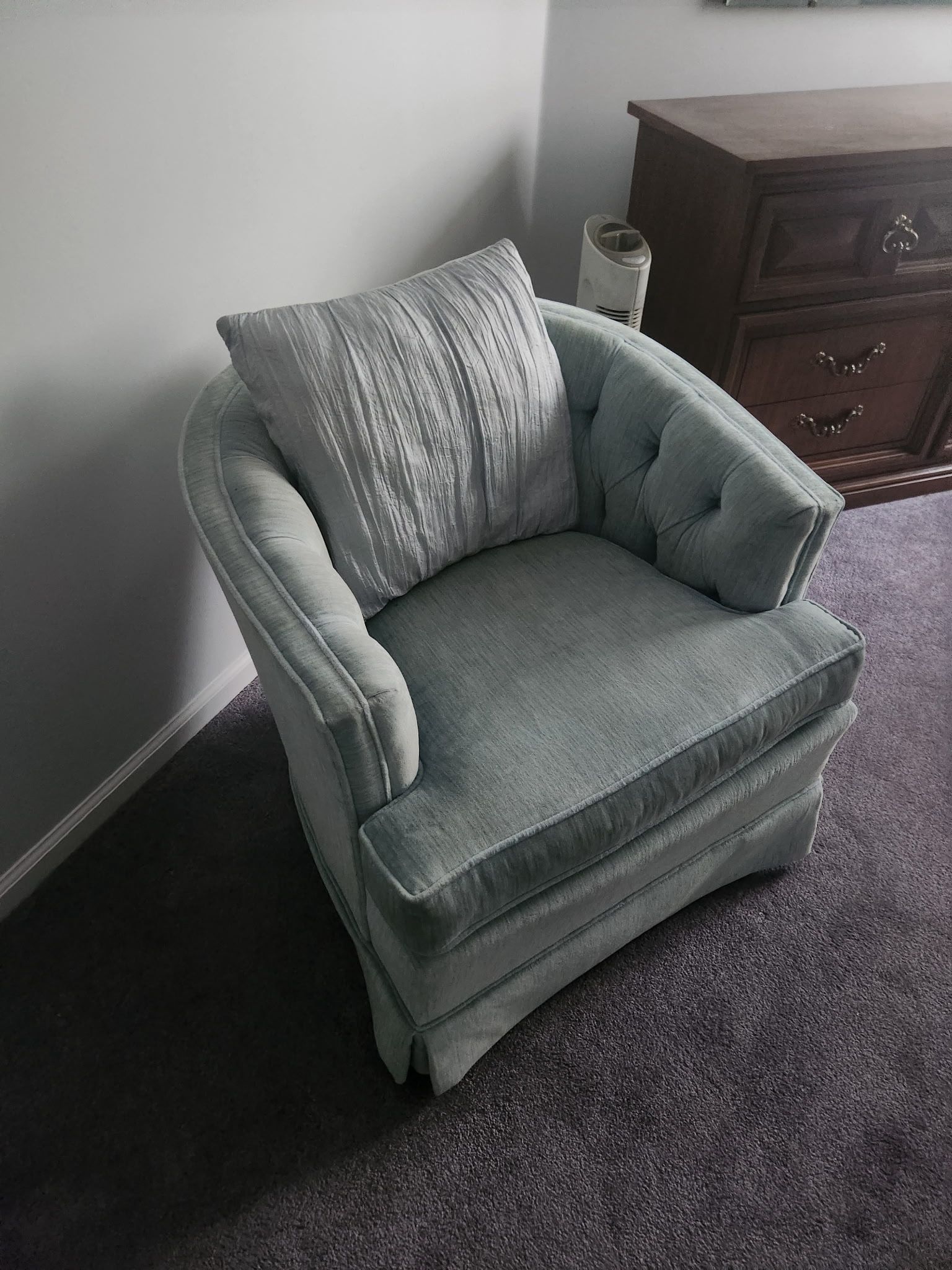 Blue Side Chair And Pillow