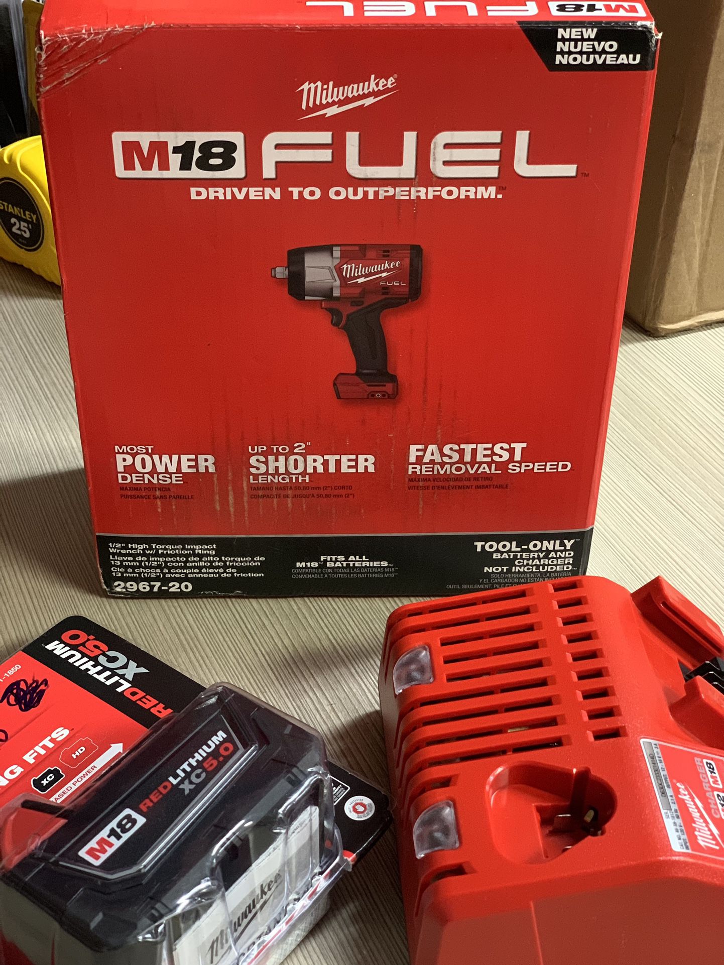 Milwaukee New Kit 1/2” High Torque Impact Wrench  (296720) Battery 5ah And Charger 