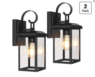 🔥 NEW 2-Pack Modern Outdoor Wall Lantern Lights Black – $30 FIRM!
