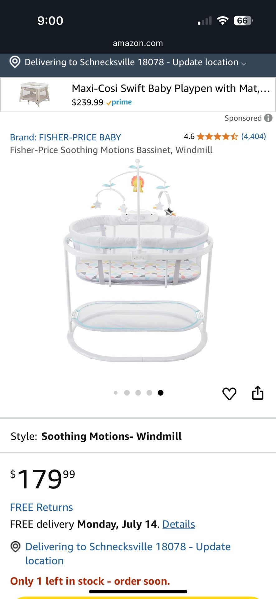 Fisher Price Soothing Motions Bassinet