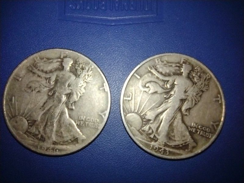 Two 1940's Walking Liberty Half Dollar Coins