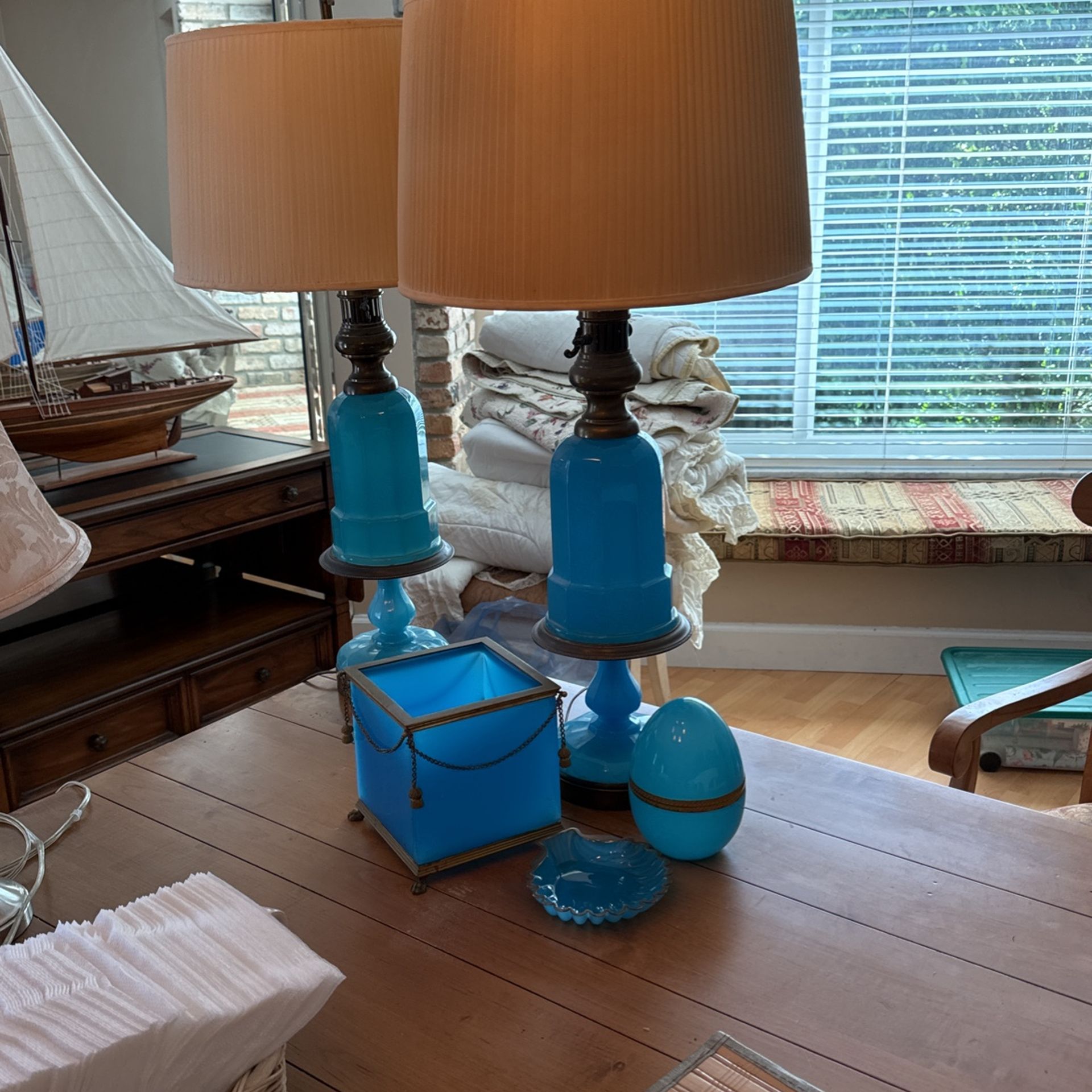 Beautiful antique Blue Lamps And Accessories