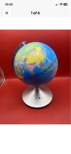 Colored World Globe with Powered Small Desk Lamp - Missing Power Cord