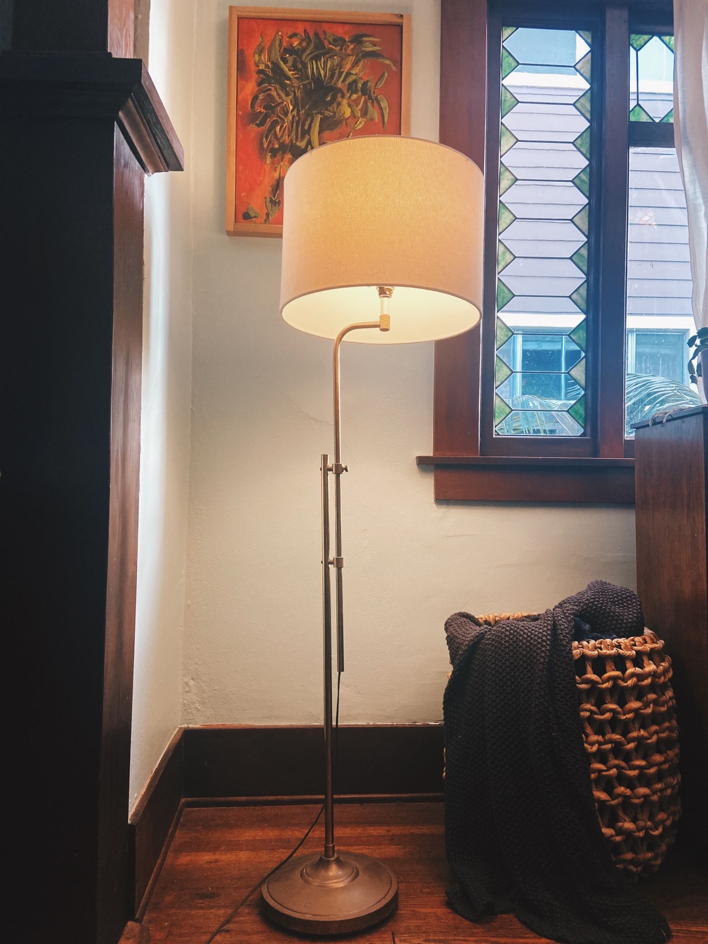 Vintage Antique Brass Floor Lamp Mid Century
