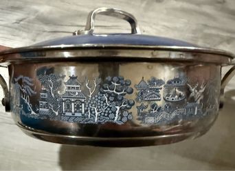 Revere Ware Blue Willow Stainless Steel Casserole Dish with Lid