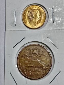2 -coins 1973 -20 cents and 1964 -5 cents of Mexico