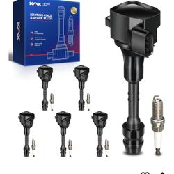KAX 6Pcs Ignition Coils and Double Iridium Spark Plug Set for Nissan Frontier 2005-2016 4.0L, Xterra 2005-2015, Pathfinder 2001-2007, Maxima 2002-2008