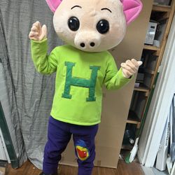 Hoggie-Inspired Pig Mascot Costume – Adult Full Body Cartoon Pig Outfit with Foam Head, Suit, Gloves & Shoe Covers – Lightweight Character Costume