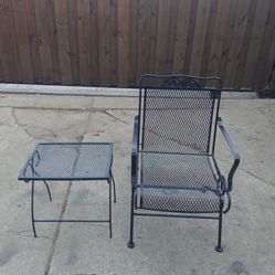 Wrought Iron Rocker Chair with Table