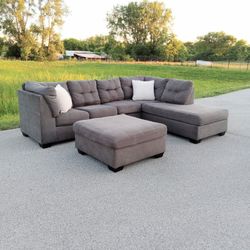 Ashley Furniture Gray Sectional Couch - Free Delivery Today 