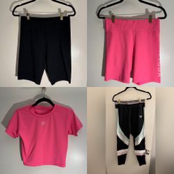 Woman sport shorts, leggings, crop top