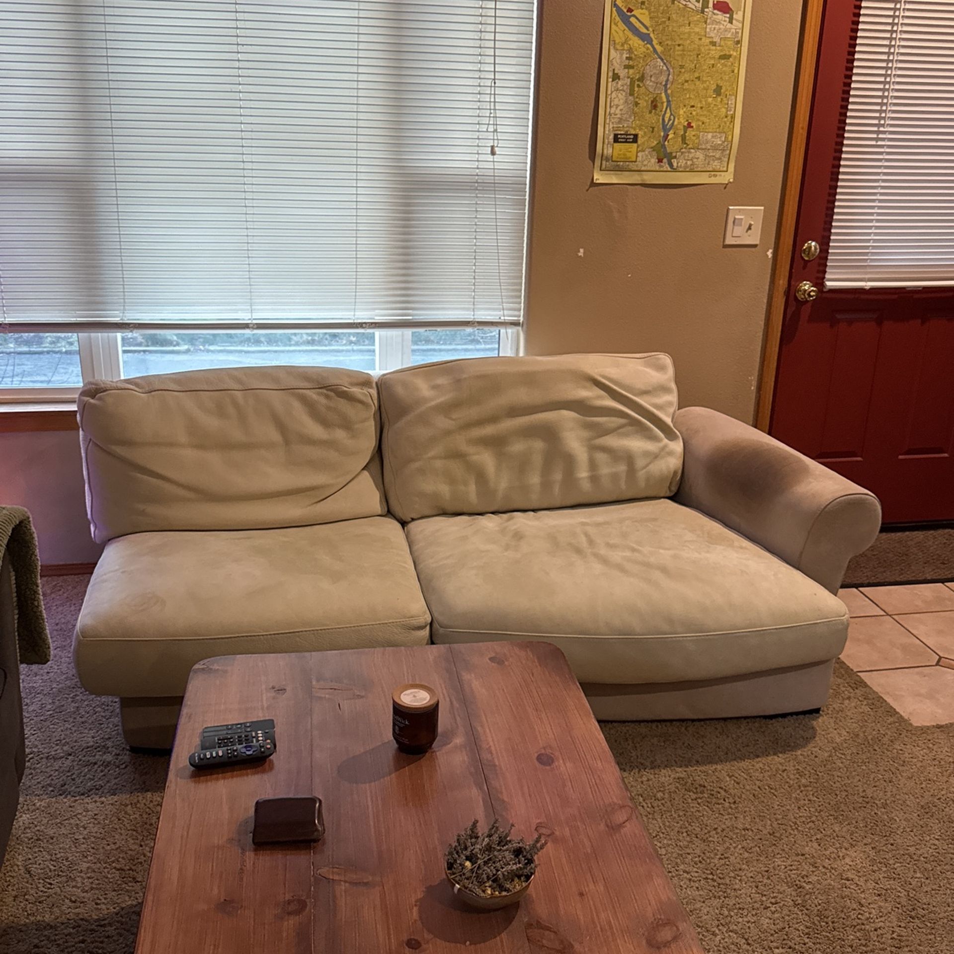White Pleather Comfy Couch