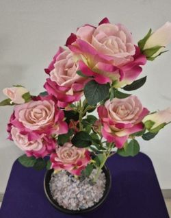 *** NEW LOW PRICE *** Faux Peony Rose Tree with Mixed Pink / Translucent Stones @ Lasting Creations