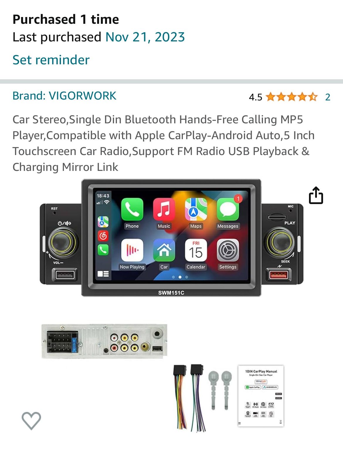 Car Stereo,Single Din Bluetooth Hands-Free Calling