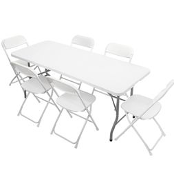 6 Metal PVC Folding Chairs and 8 ft folding Table