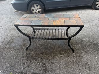 Slate Tile Top TV stand  with Metal Base
