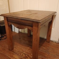 Vintage Solid Oak End Table *40.00 Firm* 21.5" H x 21" W x 25" D Home Decor Furniture