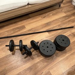 US Weight 105 Pound Barbell Weight Set for Home Gym