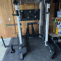 Squat Rack with Smith Machine & Cable Pulley - Home Gym