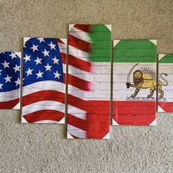 Canvas Print / the  US  Flag & Iran Original Flag/ 5pcs