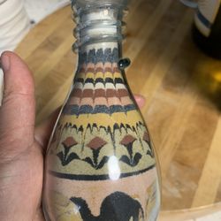 Vintage Sand Art In Blown Glass Bottle 