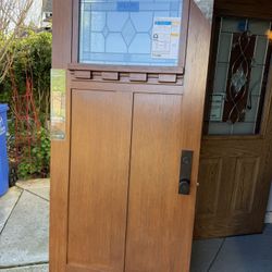 Pro Via Signet Fir Series Fiberglass Exterior Door With Decorative Glass Top Panel 