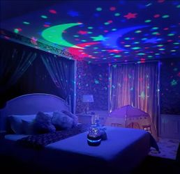 Star and Moon Galaxy Night Light Projector