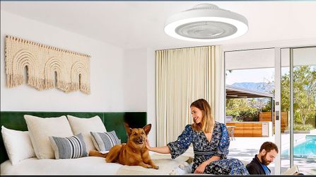 White Flush Mount Ceiling Fan with Light.brand new in box