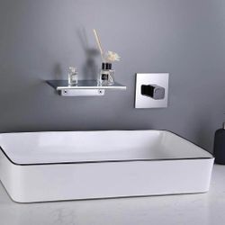 Modern Single Handle Wall Mounted Waterfall Bathroom Sink Faucet in Chrome B13