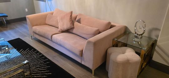 Beautiful Pink Sofa w/ goosedown pillow and back cushions