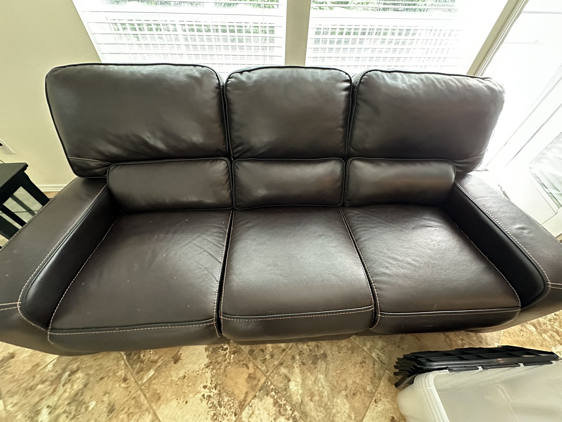 Espresso Leather Reclining Sofa