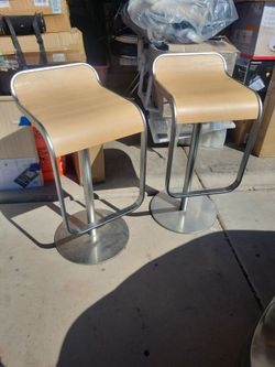 Modern Bar Stools with Wood Seat – Set of 2