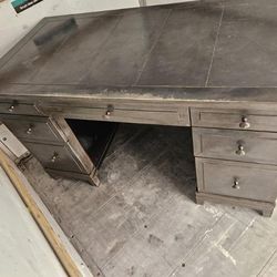 Restoration Hardware Metal Wrapped Zinc Desk With Patina
