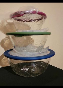 Princess house Glass Mixing Bowl Set with Lids