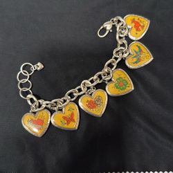 Silver BRIGHTON Vintage Heart Colorful BRACELET with charms Love Peace Togetherness