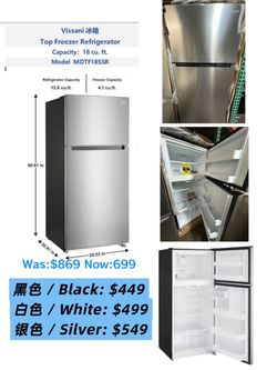 Midea & VISSANI Top-Freezer Refrigerator Special Sale Limited quantities