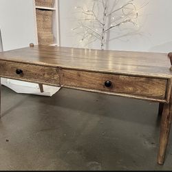 Solid Mango Wood Coffee Table With Storage 
