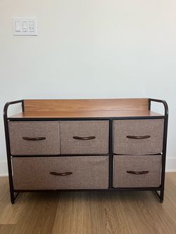 5-Drawer Fabric Dresser with Wood Top