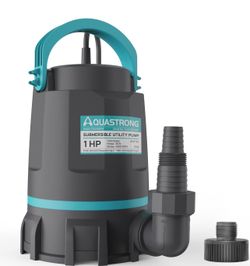 Aquastrong Sump Pump 1 HP 4500 GPH Submersible Water Pump Thermoplastic Portable Utility Pump High Flow Water Removal for Swimming Pool Garden Pond Ba