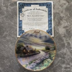 Thomas Kinkade March Emerald Isle Cottage Simpler Times Plate COA Bradford Exchange